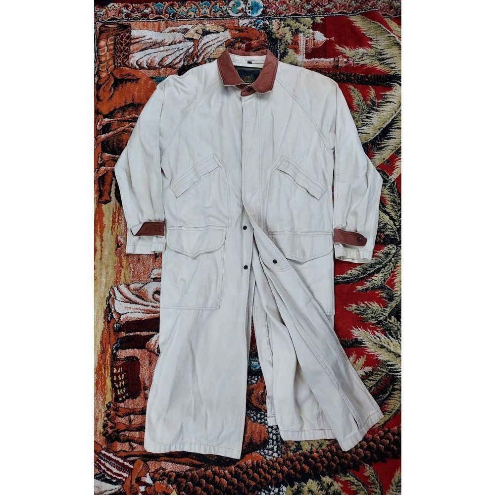 1980s Country Western Cowboy Duster Rodeo Horseman Cotton Canvas Riding Coat Med